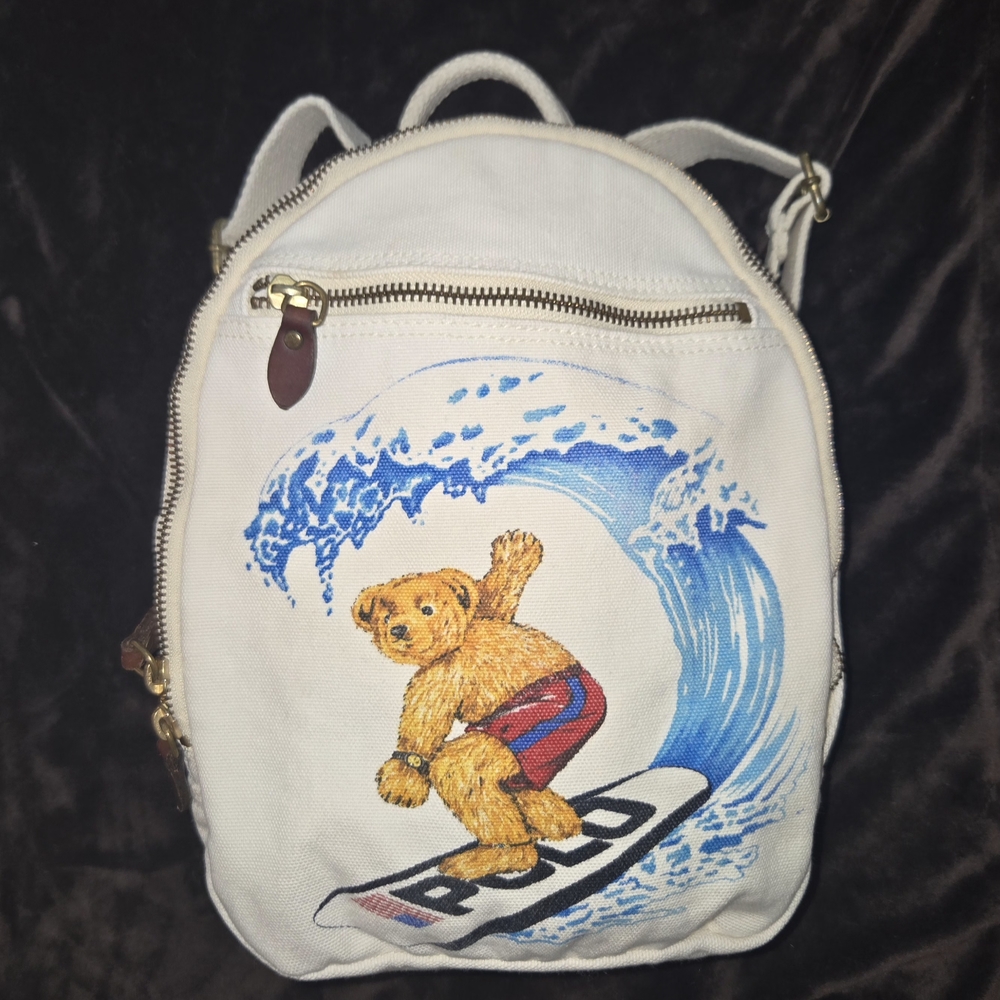Polo Ralph Lauren Cream Canvas Backpack - Picture 2 of 13